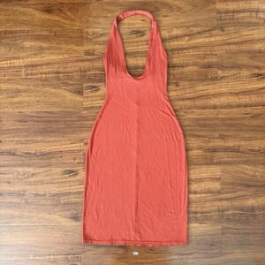 SKIMS Smooth Lounge Midi Halter Dress in Terra (Red) Size Small NWOT